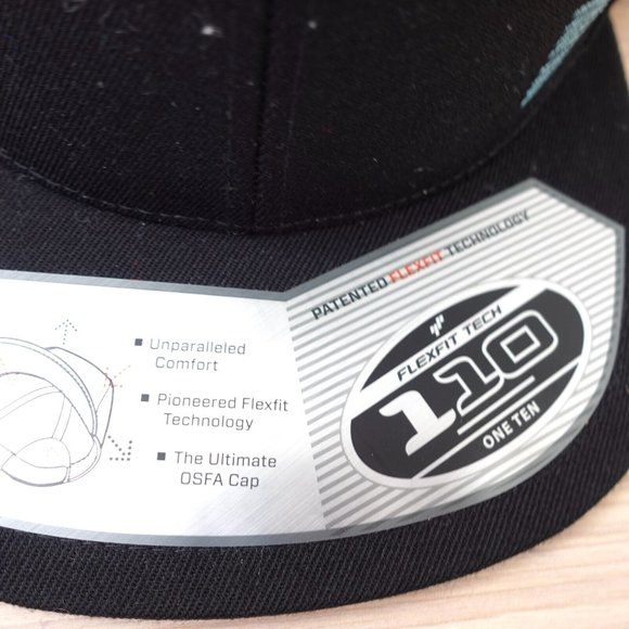 Oxigen Hat Mens Black Snapback Cap Wool Blend Flexfit Tech 110 One Ten OSFA - Picture 4 of 9